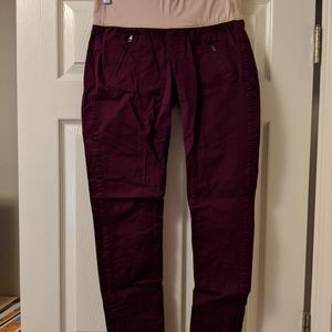 GAP Burgundy Zip Ankle Maternity Chinos